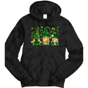 Irish Drinking Team Gnomes Holding Shamrock St Patrick's Day Tie Dye Hoodie