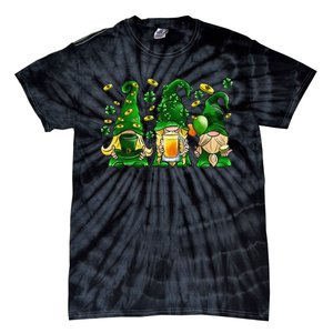 Irish Drinking Team Gnomes Holding Shamrock St Patrick's Day Tie-Dye T-Shirt