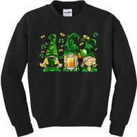 Irish Drinking Team Gnomes Holding Shamrock St Patrick's Day Kids Sweatshirt