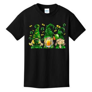 Irish Drinking Team Gnomes Holding Shamrock St Patrick's Day Kids T-Shirt