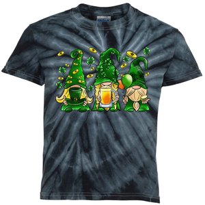 Irish Drinking Team Gnomes Holding Shamrock St Patrick's Day Kids Tie-Dye T-Shirt