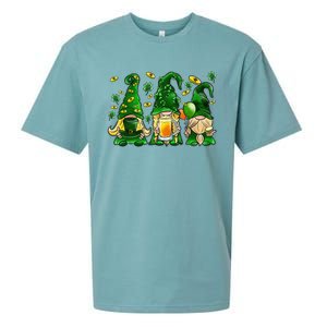 Irish Drinking Team Gnomes Holding Shamrock St Patrick's Day Sueded Cloud Jersey T-Shirt