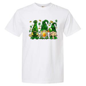 Irish Drinking Team Gnomes Holding Shamrock St Patrick's Day Garment-Dyed Heavyweight T-Shirt