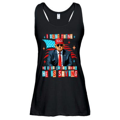 I Don’T Think He Even Knows What He Is Saying Biden Trump Ladies Essential Flowy Tank