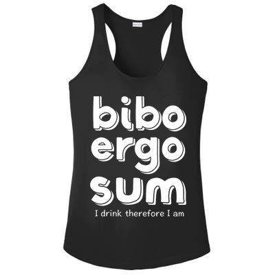 I Drink Therefore I Am Bibo Ergo Sum Philosophy Ladies PosiCharge Competitor Racerback Tank