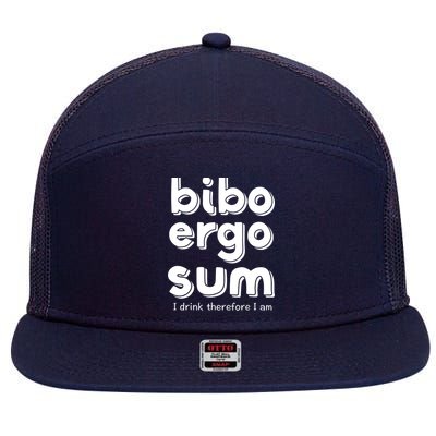 I Drink Therefore I Am Bibo Ergo Sum Philosophy 7 Panel Mesh Trucker Snapback Hat