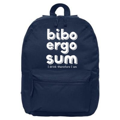 I Drink Therefore I Am Bibo Ergo Sum Philosophy 16 in Basic Backpack