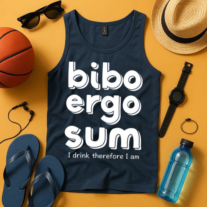 I Drink Therefore I Am Bibo Ergo Sum Philosophy Tank Top
