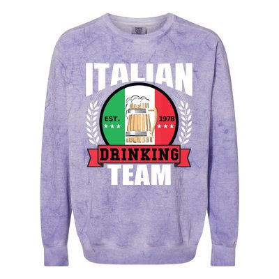 Italian Drinking Team Funny Italy Flag Beer Party Gift Idea Colorblast Crewneck Sweatshirt