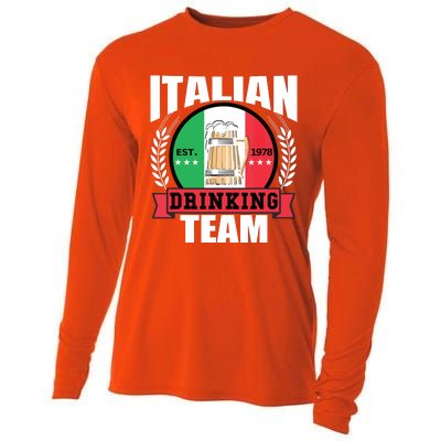 Italian Drinking Team Funny Italy Flag Beer Party Gift Idea Cooling Performance Long Sleeve Crew