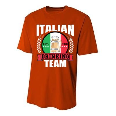 Italian Drinking Team Funny Italy Flag Beer Party Gift Idea Performance Sprint T-Shirt