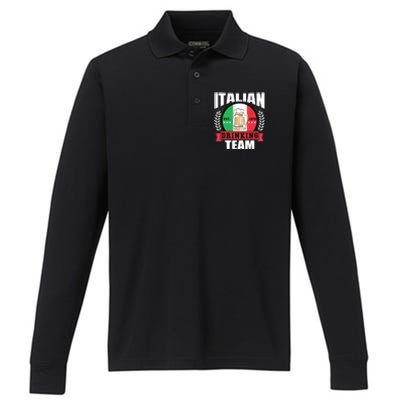 Italian Drinking Team Funny Italy Flag Beer Party Gift Idea Performance Long Sleeve Polo