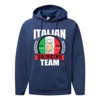 Italian Drinking Team Funny Italy Flag Beer Party Gift Idea Performance Fleece Hoodie