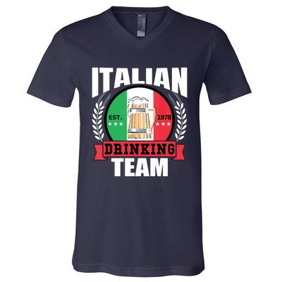 Italian Drinking Team Funny Italy Flag Beer Party Gift Idea V-Neck T-Shirt