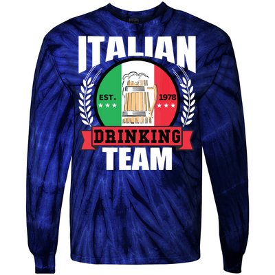 Italian Drinking Team Funny Italy Flag Beer Party Gift Idea Tie-Dye Long Sleeve Shirt