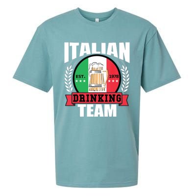 Italian Drinking Team Funny Italy Flag Beer Party Gift Idea Sueded Cloud Jersey T-Shirt