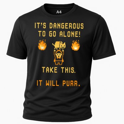 ITS DANGEROUS TO GO ALONE! TAKE THIS. IT WILL PURR. Performance Shirt