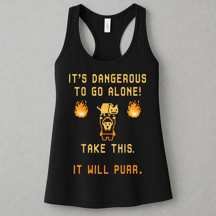 ITS DANGEROUS TO GO ALONE! TAKE THIS. IT WILL PURR. Womens Tank Top
