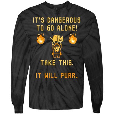 ITS DANGEROUS TO GO ALONE! TAKE THIS. IT WILL PURR. Tie-Dye Long Sleeve Shirt