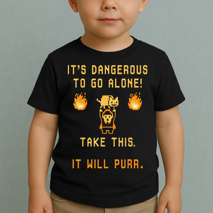 ITS DANGEROUS TO GO ALONE! TAKE THIS. IT WILL PURR. Toddler T-Shirt
