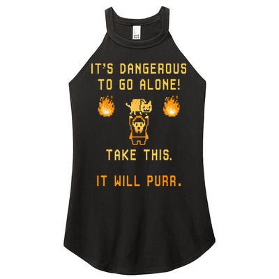 ITS DANGEROUS TO GO ALONE! TAKE THIS. IT WILL PURR. Women's Perfect Tri Rocker Tank