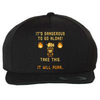 ITS DANGEROUS TO GO ALONE! TAKE THIS. IT WILL PURR. Wool Snapback Cap