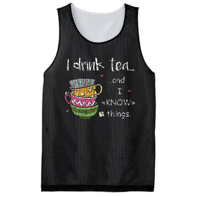 I Drink Tea And I Know Things Funny Drinker Graphic Mesh Reversible Basketball Jersey Tank