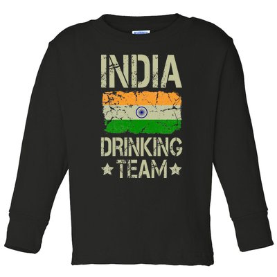 India Drinking Team Indian Flag Funny Drinking Toddler Long Sleeve Shirt