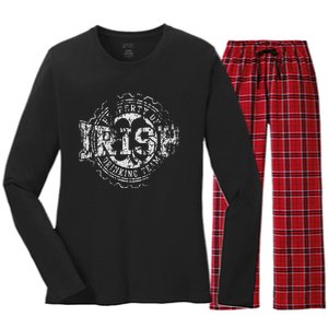 Irish Drinking Team St Patrick's Day Women Couples Group Women's Long Sleeve Flannel Pajama Set 