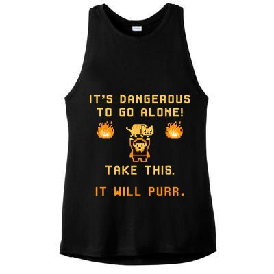 ITS DANGEROUS TO GO ALONE! TAKE THIS. IT WILL PURR Ladies PosiCharge Tri-Blend Wicking Tank