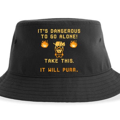 ITS DANGEROUS TO GO ALONE! TAKE THIS. IT WILL PURR Sustainable Bucket Hat