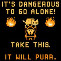 ITS DANGEROUS TO GO ALONE! TAKE THIS. IT WILL PURR Drawstring Bag
