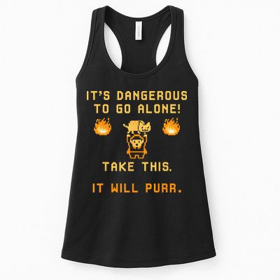 ITS DANGEROUS TO GO ALONE! TAKE THIS. IT WILL PURR Womens Tank Top