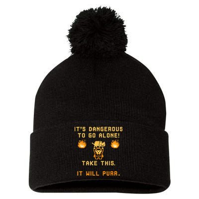 ITS DANGEROUS TO GO ALONE! TAKE THIS. IT WILL PURR Pom Pom 12in Knit Beanie