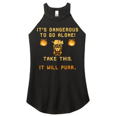 ITS DANGEROUS TO GO ALONE! TAKE THIS. IT WILL PURR Women's Perfect Tri Rocker Tank