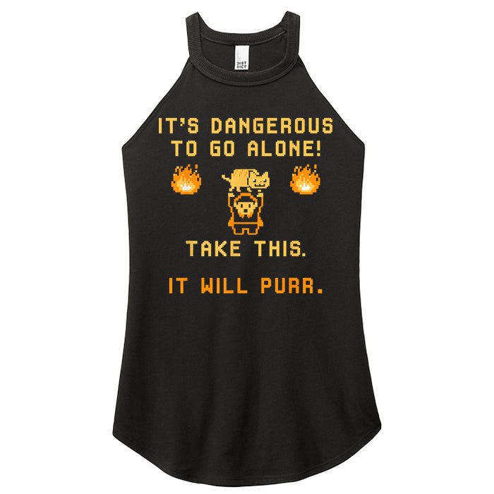 ITS DANGEROUS TO GO ALONE! TAKE THIS. IT WILL PURR Women's Perfect Tri Rocker Tank