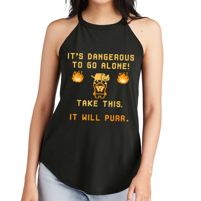 ITS DANGEROUS TO GO ALONE! TAKE THIS. IT WILL PURR Women's Perfect Tri Rocker Tank
