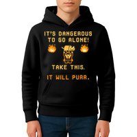 ITS DANGEROUS TO GO ALONE! TAKE THIS. IT WILL PURR Kids Hoodie