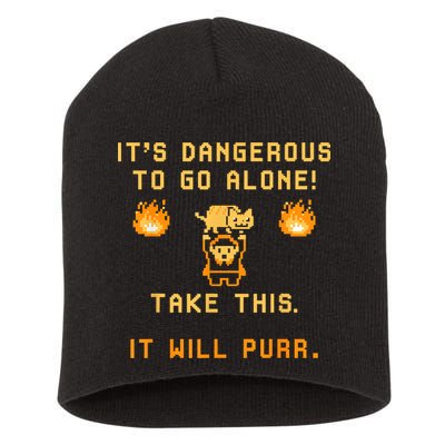 ITS DANGEROUS TO GO ALONE! TAKE THIS. IT WILL PURR Short Acrylic Beanie