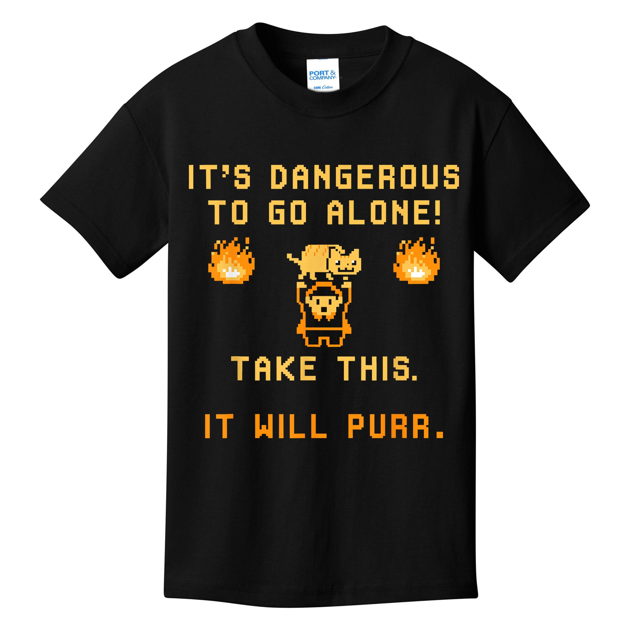 ITS DANGEROUS TO GO ALONE! TAKE THIS. IT WILL PURR Kids T-Shirt