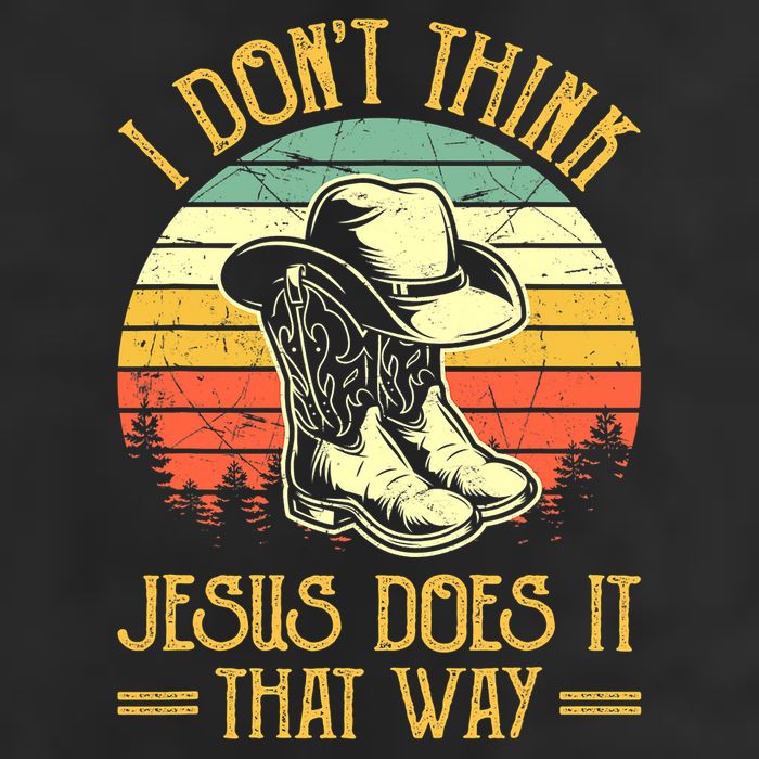 I Don't Think Jesus Does It That Way Southern Western 7 Panel Mesh Trucker Snapback Hat