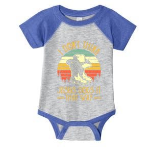 I Don't Think Jesus Does It That Way Southern Western Infant Baby Jersey Bodysuit