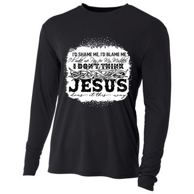 I Don't Think Jesus Does It That Way Bleached Christian Cooling Performance Long Sleeve Crew