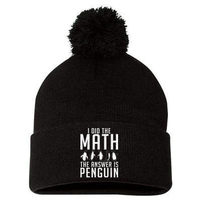 I did the Math the Answer is Penguin funny Pom Pom 12in Knit Beanie