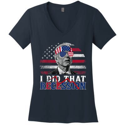 I Did That Biden Recession Funny Anti Biden Women's V-Neck T-Shirt