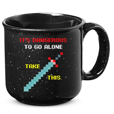 Its Dangerous To Go Alone Funny Gamer Video Game 15oz Campfire Ceramic Mug