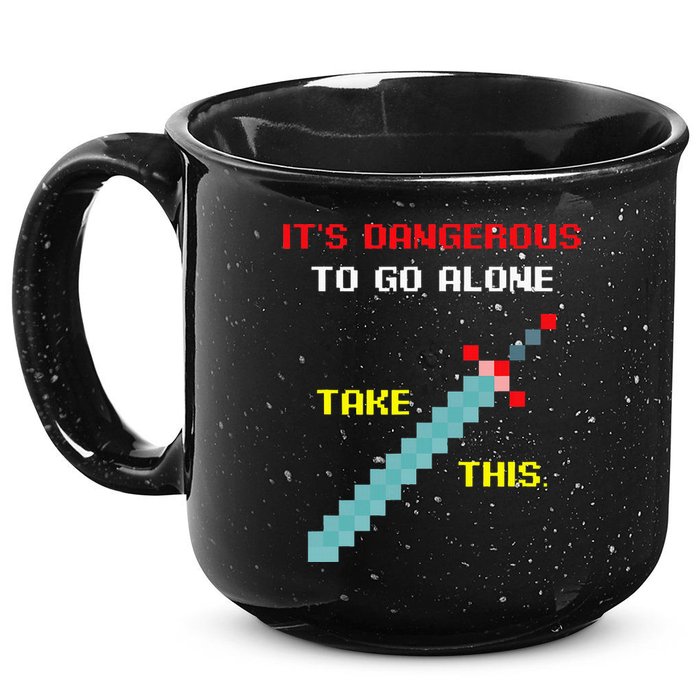 Its Dangerous To Go Alone Funny Gamer Video Game 15oz Campfire Ceramic Mug