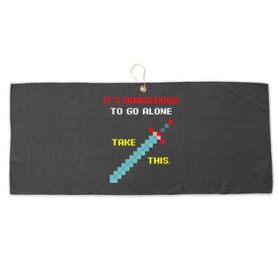 Its Dangerous To Go Alone Funny Gamer Video Game Large Microfiber Waffle Golf Towel