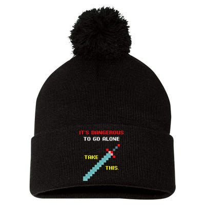 Its Dangerous To Go Alone Funny Gamer Video Game Pom Pom 12in Knit Beanie