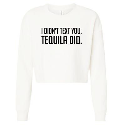 I Didnt Text You Tequila Did Funny Cropped Pullover Crew